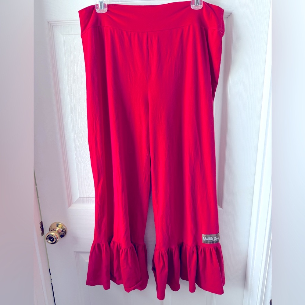 Matilda Jane Ruffle pants red pull on stretchable new relaxed fit